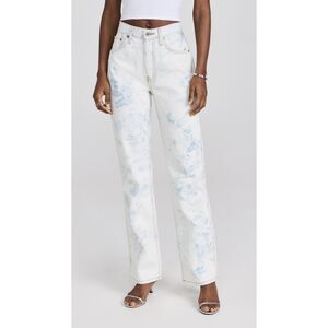 RE/DONE Womens Jeans Size 26 White Wash Sunbleached Straight 90s High Rise Loose